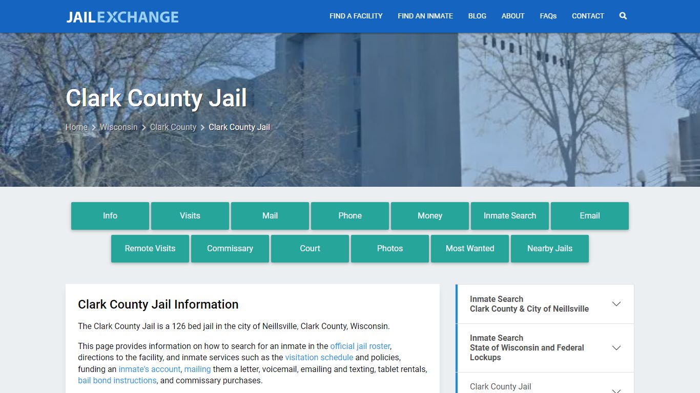 Clark County Jail, WI Inmate Search, Information